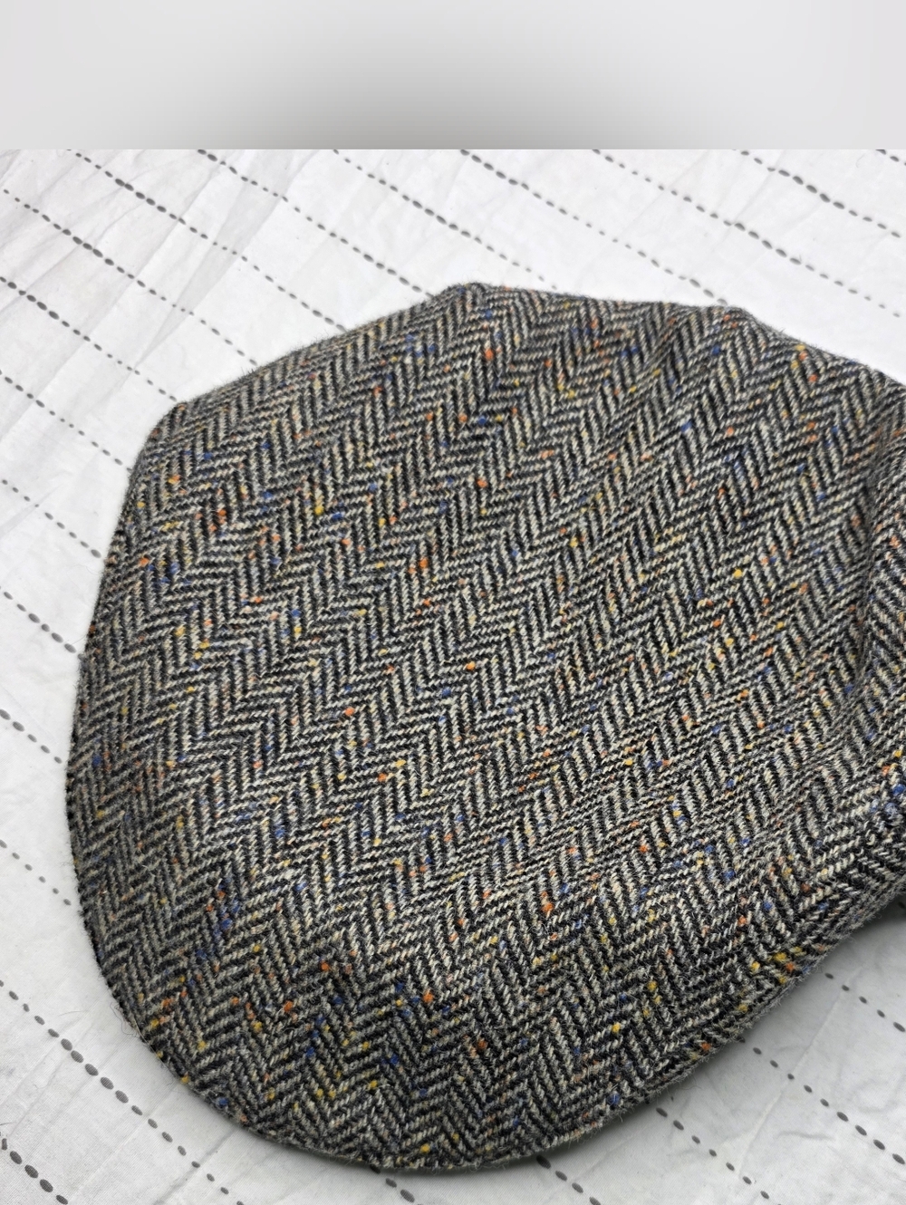 Mucros Weavers Trinity Irish Flat Cap - XL Herringbone Wool Tweed